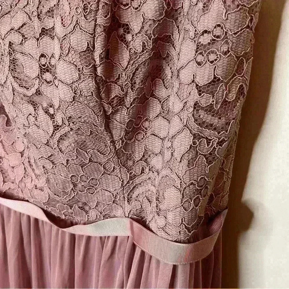 David Bridal Gown Women 14 Lilac Crochet Zip Back Maxi Slit Formal Bridal Dress - Picture 6 of 10